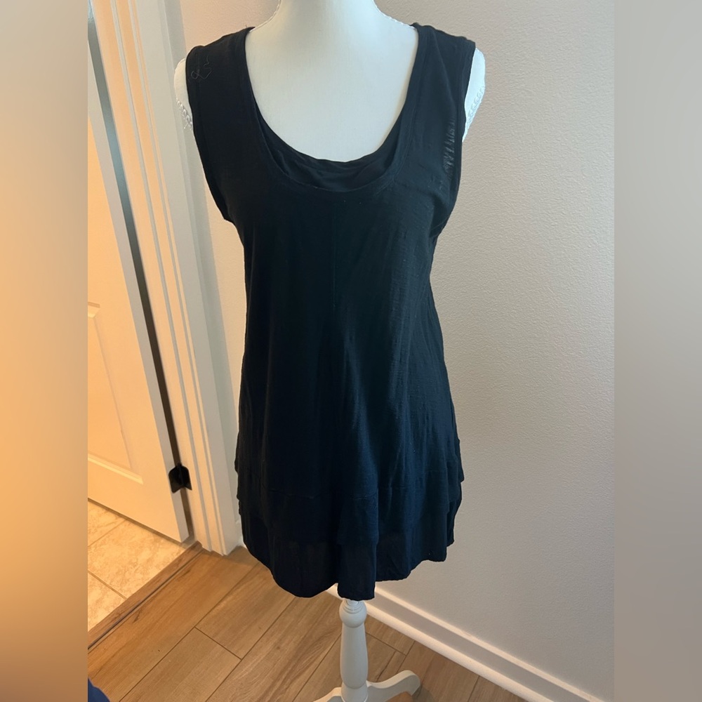 Vince Camuto Layered Black Scoop Neck Tank/Mini Dress